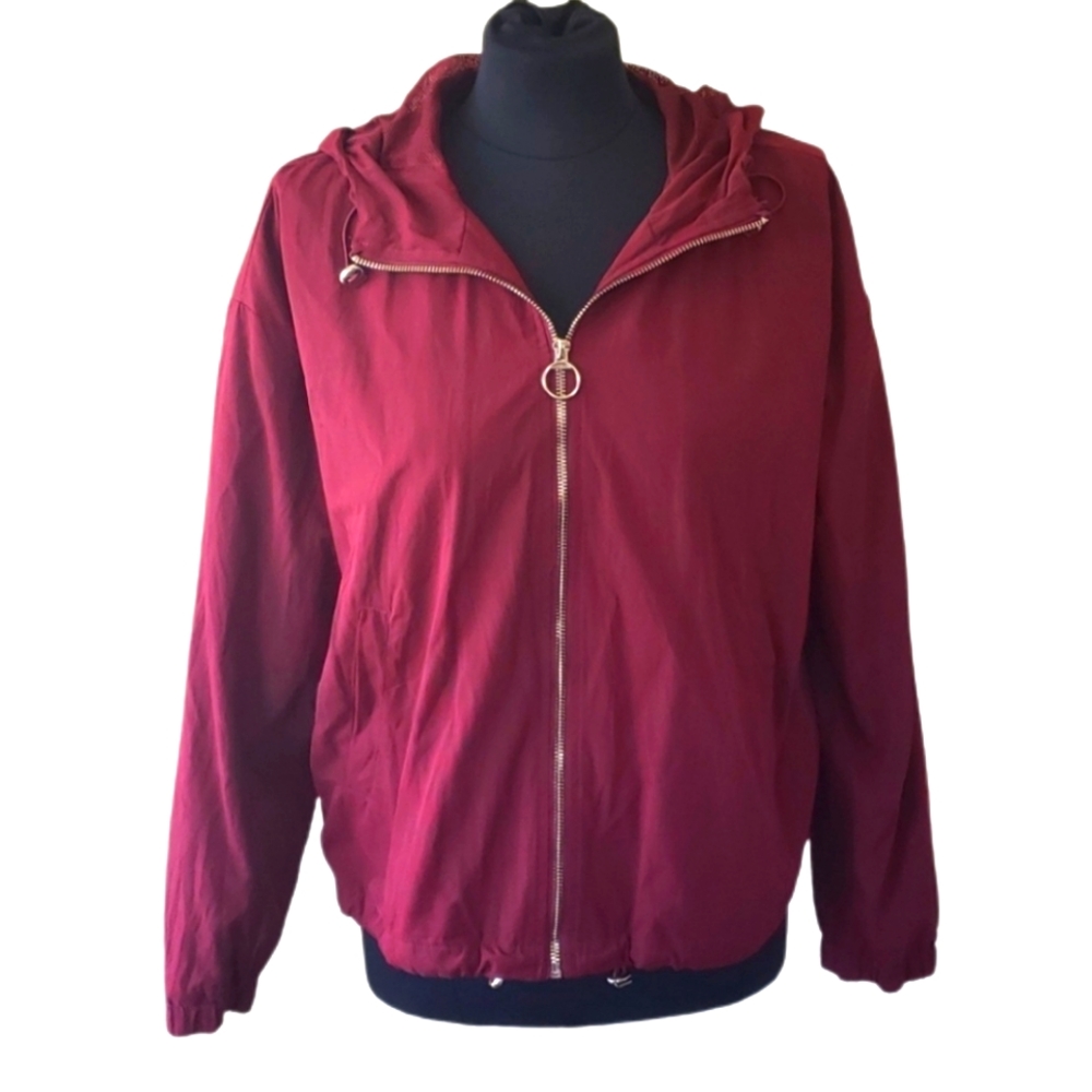 Forever 21 Zip Up Hooded Jacket Mesh Lined Coat Medium